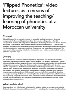 ‘Flipped Phonetics’: video lectures as a means of improving the teaching/learning of phonetics at a Moroccan university